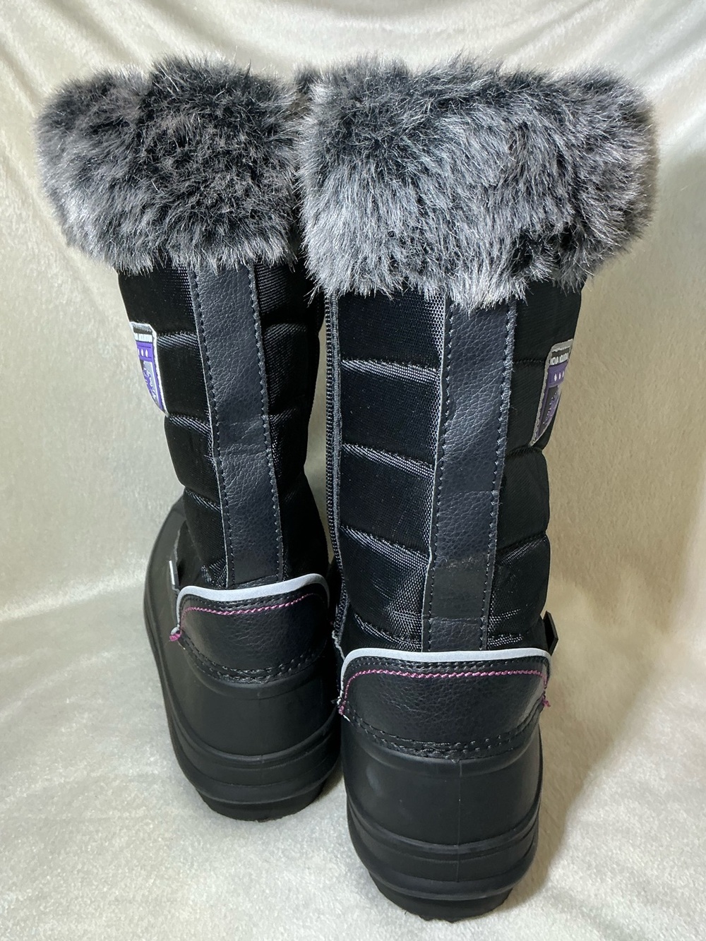 NEW! Nova Mountain Black Faux-Fur Winter Boots Girls Size 4 NWOT - Picture 4 of 12